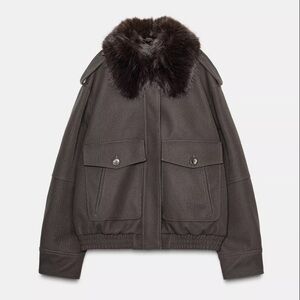 Women’s Zara Faux Suede Jacket with Removable Collar